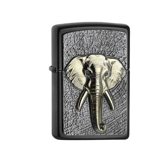 Zippo Gray Dusk Elephant Tri-Color Emblem mit Swarowskisteine