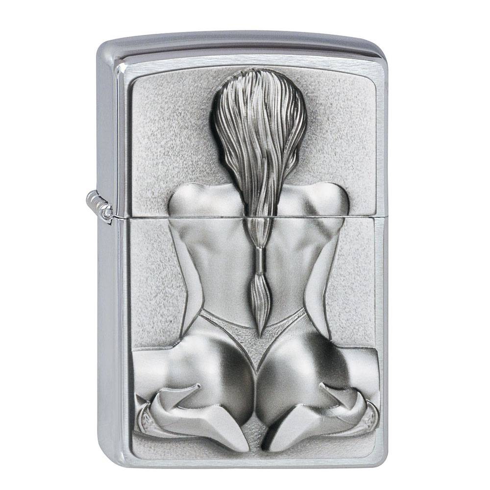 Zippo Chrom gebürstet Kneeling Girl Emblem
