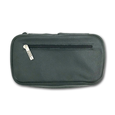 Pfeifentasche aus Leder in schwarz, 2er