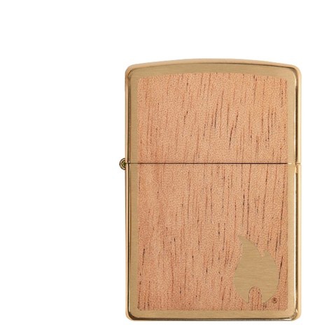 Zippo Messing gebürstet Woodchuck Mahagoni Emblem