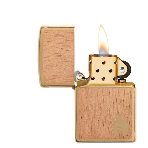Zippo Messing gebürstet Woodchuck Mahagoni Emblem
