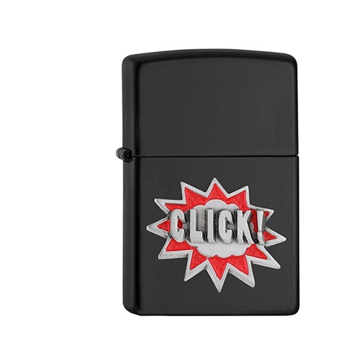 Zippo Schwarz matt Click! Emblem