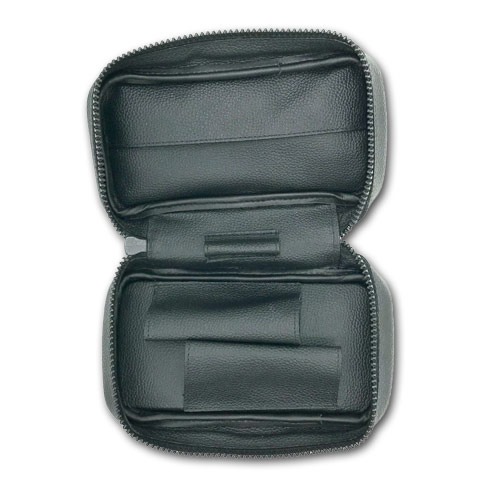 Pfeifentasche aus Leder in schwarz, 2er