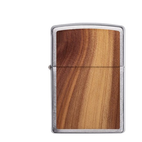 Zippo Chrom gebürstet Woodchuck Zedernholz Emblem