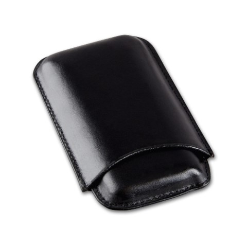 Zigarren-Etui Leder in schwarz für Corona-Format - 150x80mm, 3er