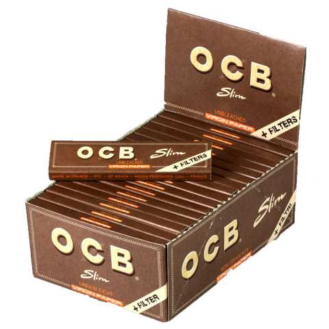 OCB Unbleached Slim Virgin Zigarettenpapier + Tips