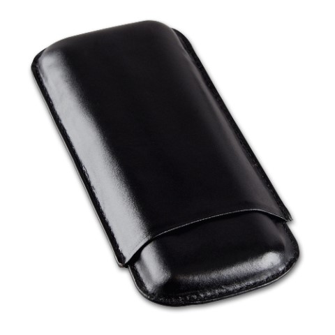 Zigarren-Etui Leder in schwarz für Double Corona-Format - 200x85mm, 3er