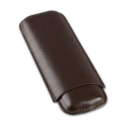 Zigarren-Etui Leder in dunkelbraun für Double Corona-Format - 200x75mm, 2er