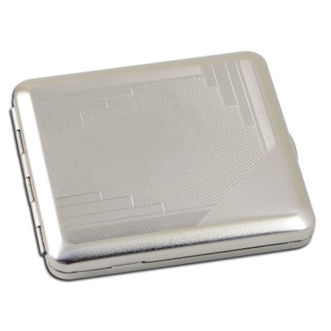 20984 Zigaretten-Etui Nickel-Satiniert mit Waffel-Streifen-Dekor, 18er