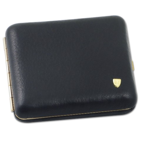 25584 Zigaretten-Etui Hirschleder in schwarz, 18er