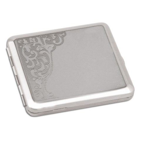 21564_zigarettenetui_metall_18er_nickel Zigaretten-Etui Nickel-Poliert mit Venetian-Dekor, 18er