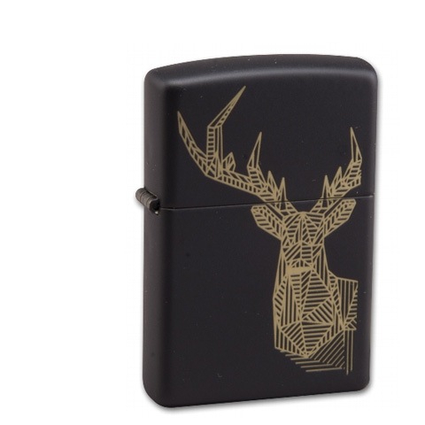 Zippo Schwarz matt Stag Design