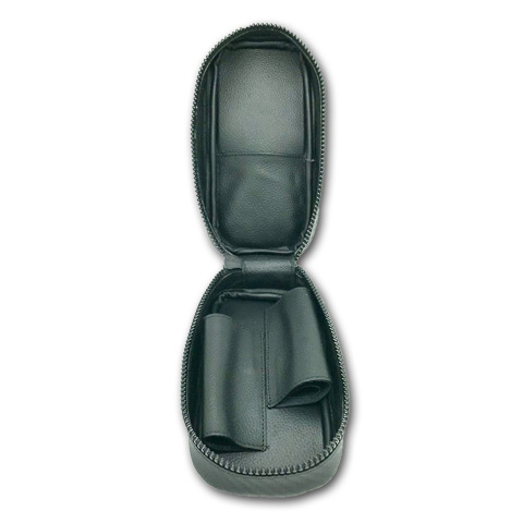 Pfeifentasche aus Leder in Carbon-Optik, 2er