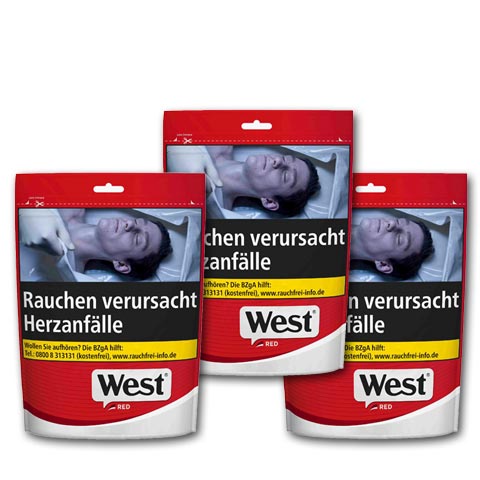 West Red Volume Tobacco, 3x100g Zip-Beutel