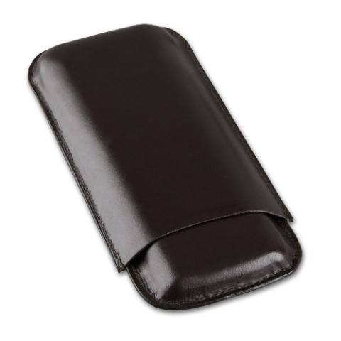 Zigarren-Etui Leder in dunkelbraun für Double Corona-Format - 200x85mm, 3er