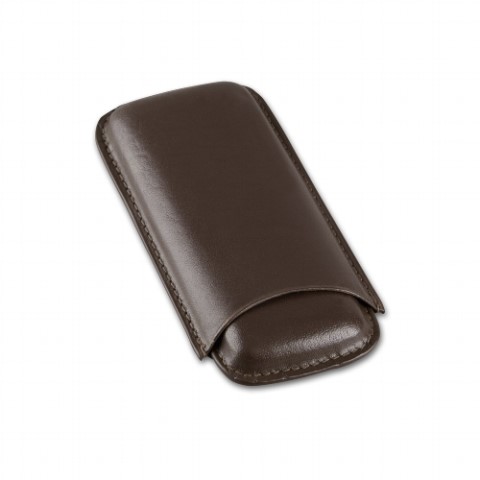 Zigarren-Etui Leder in dunkelbraun für Corona-Format - 145x70mm, 2er