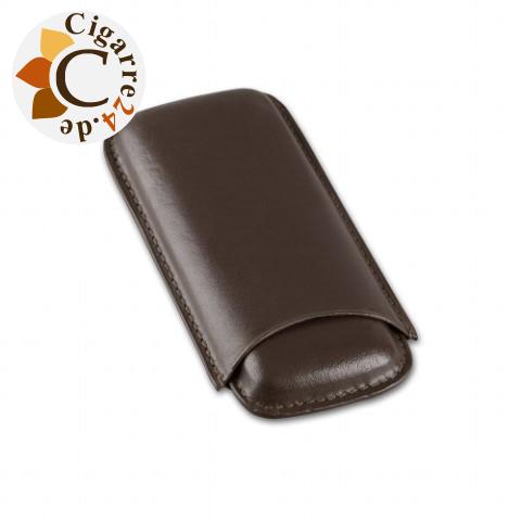 Zigarren-Etui Leder in dunkelbraun für Corona-Format - 145x70mm, 2er