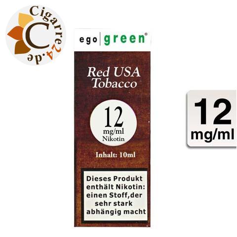 Ego Green E-Liquid Red USA Tobacco 12mg Nikotin