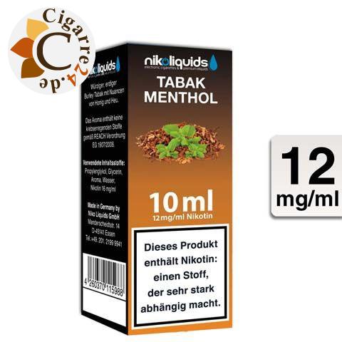 Nikoliquids E-Liquid Tabak Menthol 12mg Nikotin