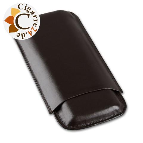 Zigarren-Etui Leder in dunkelbraun für Double Corona-Format - 200x85mm, 3er