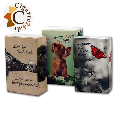 Zigarettenbox Kunststoff Hund-Katze-Zebra