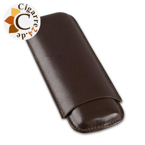 Zigarren-Etui Leder in dunkelbraun für Double Corona-Format - 200x75mm, 2er